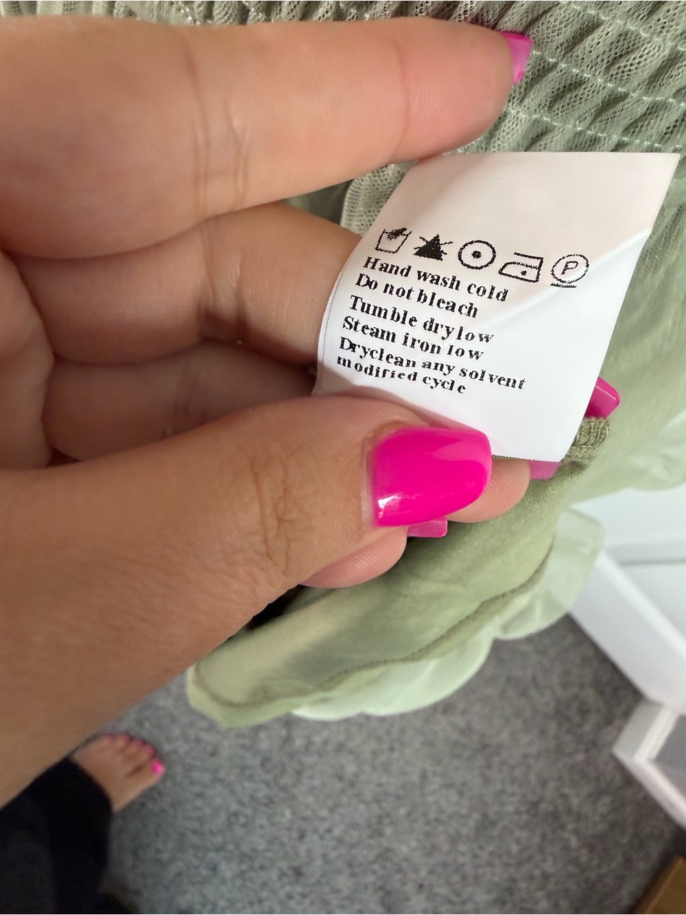 PrettyGarden Sage Green Smocked Tiered Maxi Dress Size L Ruffle Strap NWOT - Picture 11 of 11